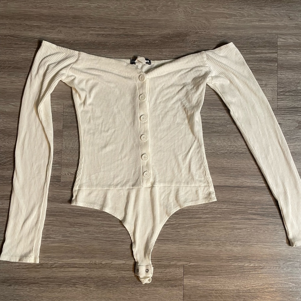 Off-Shoulder Button-Up Bodysuit